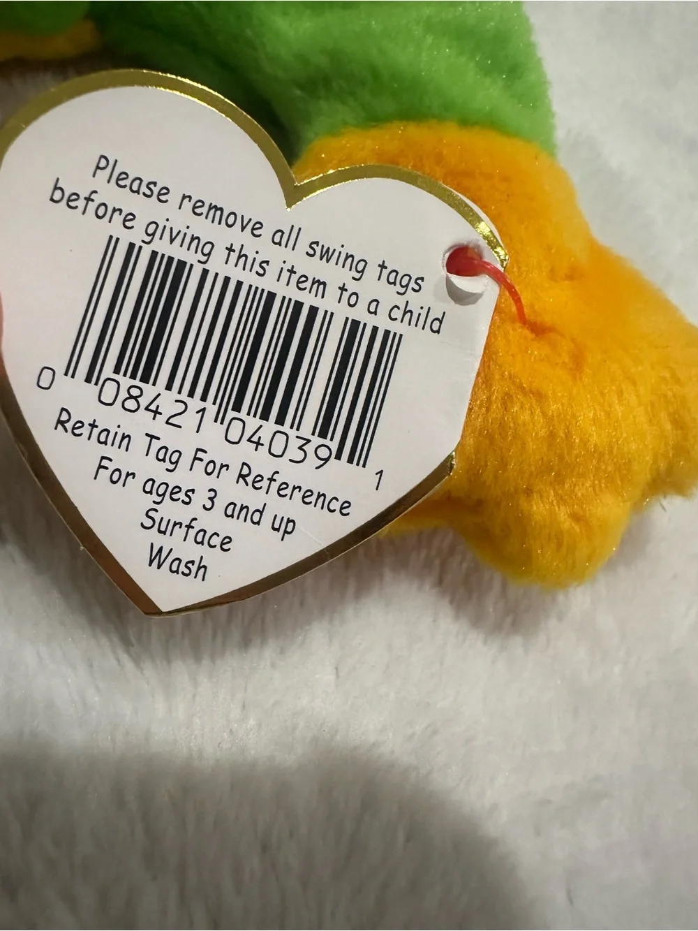 Ty Smoochy Plush Frog Toy - Bright Green and Yellow